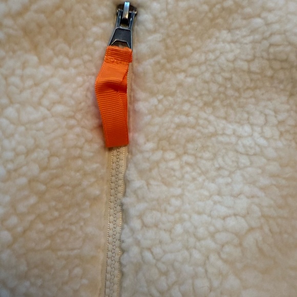Women's Cream Sherpa Jacket with Orange and Brown Accents - Picture 3 of 6